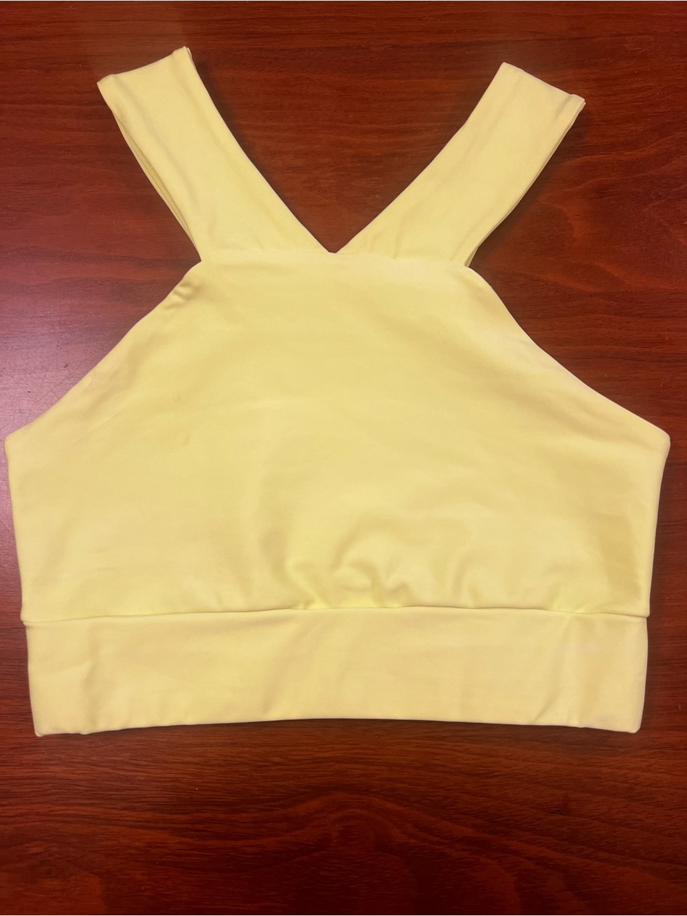 Becco Yellow High-Neck Active Crop Top Sports Bra Women's Size XS
